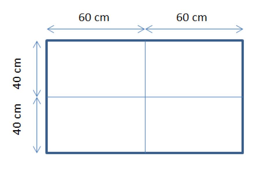 Tegningen viser en firkant som viser målene på en europall. Tegning.
