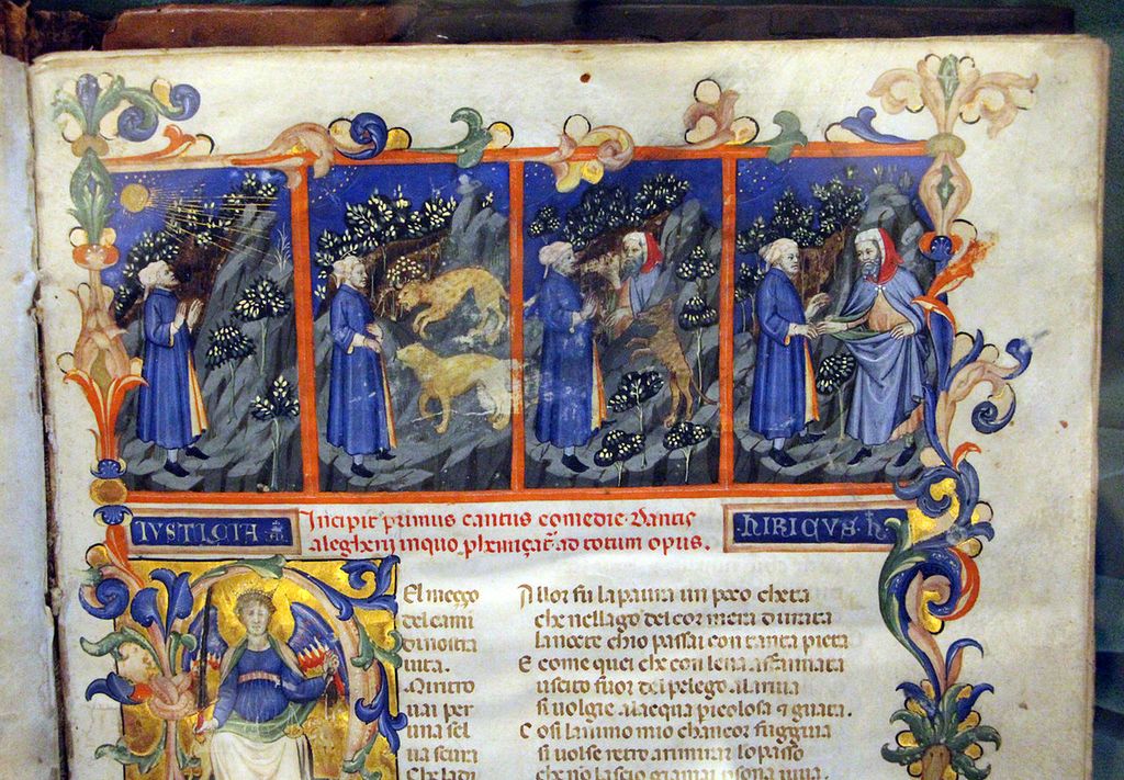 Bokside fra Divina commedia. Faksimile.
