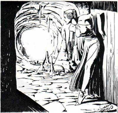 Flash Gordon av Alex Raymond, kvinne i hule. illustrasjon.
