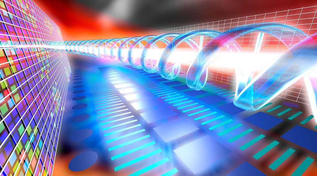 Čuovgasuonjar oktan DNA-heliksain boahtá šleaŋggu olggos ruktofierpmis. Konseptuella illustrašuvdna.