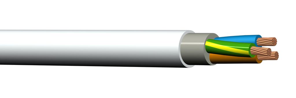 Illustrasjon. PFXP-kabel. Dobbelisolert, med tre ledere. 
