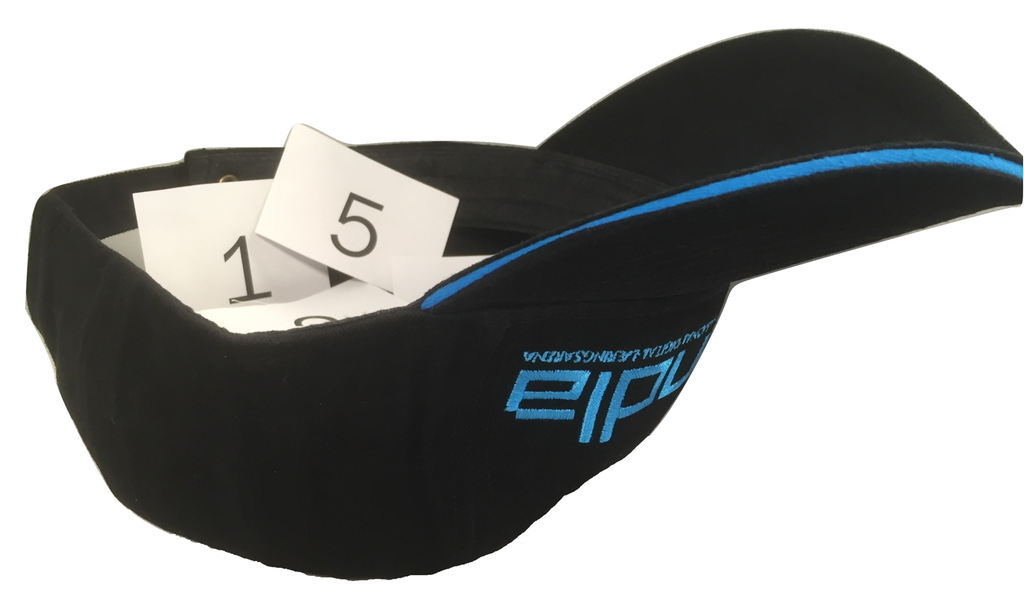 Caps med lapper med tall snudd opp ned. Foto.