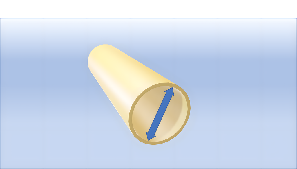 Pilen viser indre diameter på et rør. Illustrasjon.