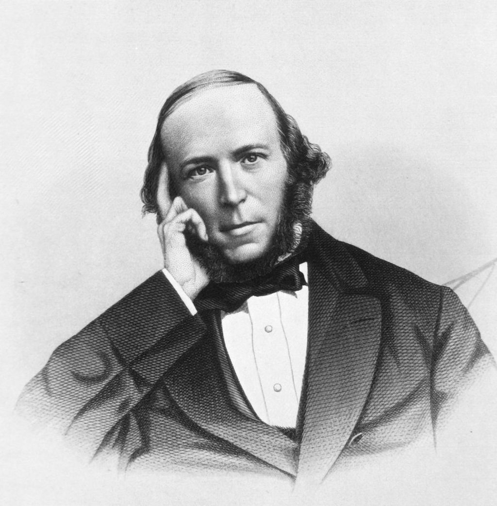 Den engelske filosofen, biologen og sosiologen Herbert Spencer. Illustrasjon.