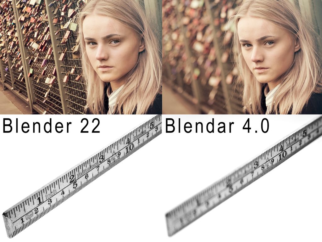 Kollasj som viser forskjellen på blender 22 og blender 4. Bildet tatt med blender 22 er skarpt over det hele. Med blender 4 er kun motivet skarpt. Foto.
