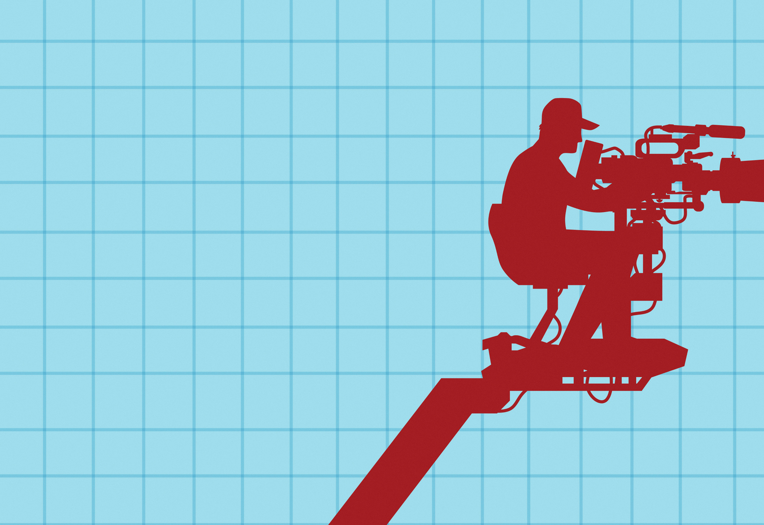 Kameramann filmer fra toppen av en kran. Utsnitt.