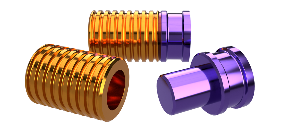 Sylinderforma deler som skal passe sammen med aksling og hull. Illustrasjon.