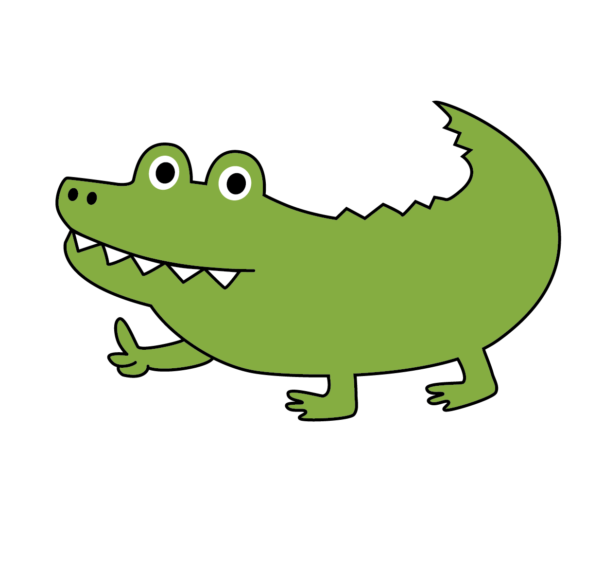 Grønn krokodille, som kan likne på logoen til klesmerket Lacoste. Illustrasjon.