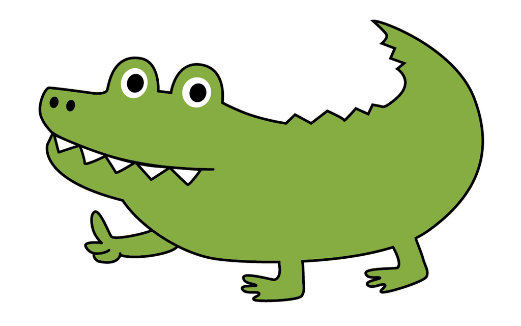 Grønn krokodille, som kan likne på logoen til klesmerket Lacoste. Illustrasjon.