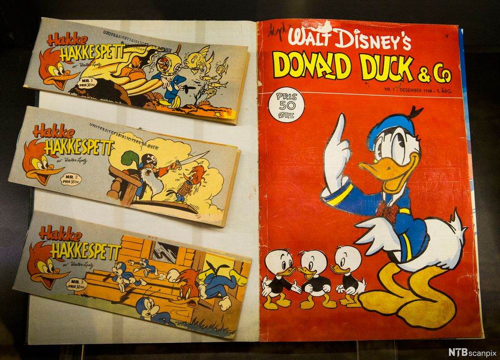 Gamle Donald-tegneserier. Foto. 