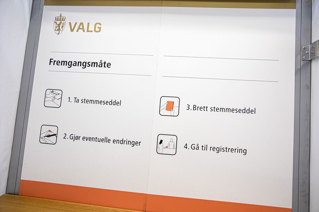 Plakat som viser framgangsmåten for å stemme. Foto.