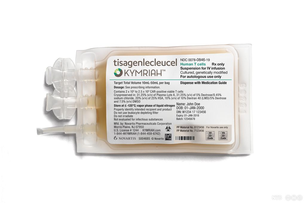 Pakke med den genetiske behandlingen Kymriah. Foto.
