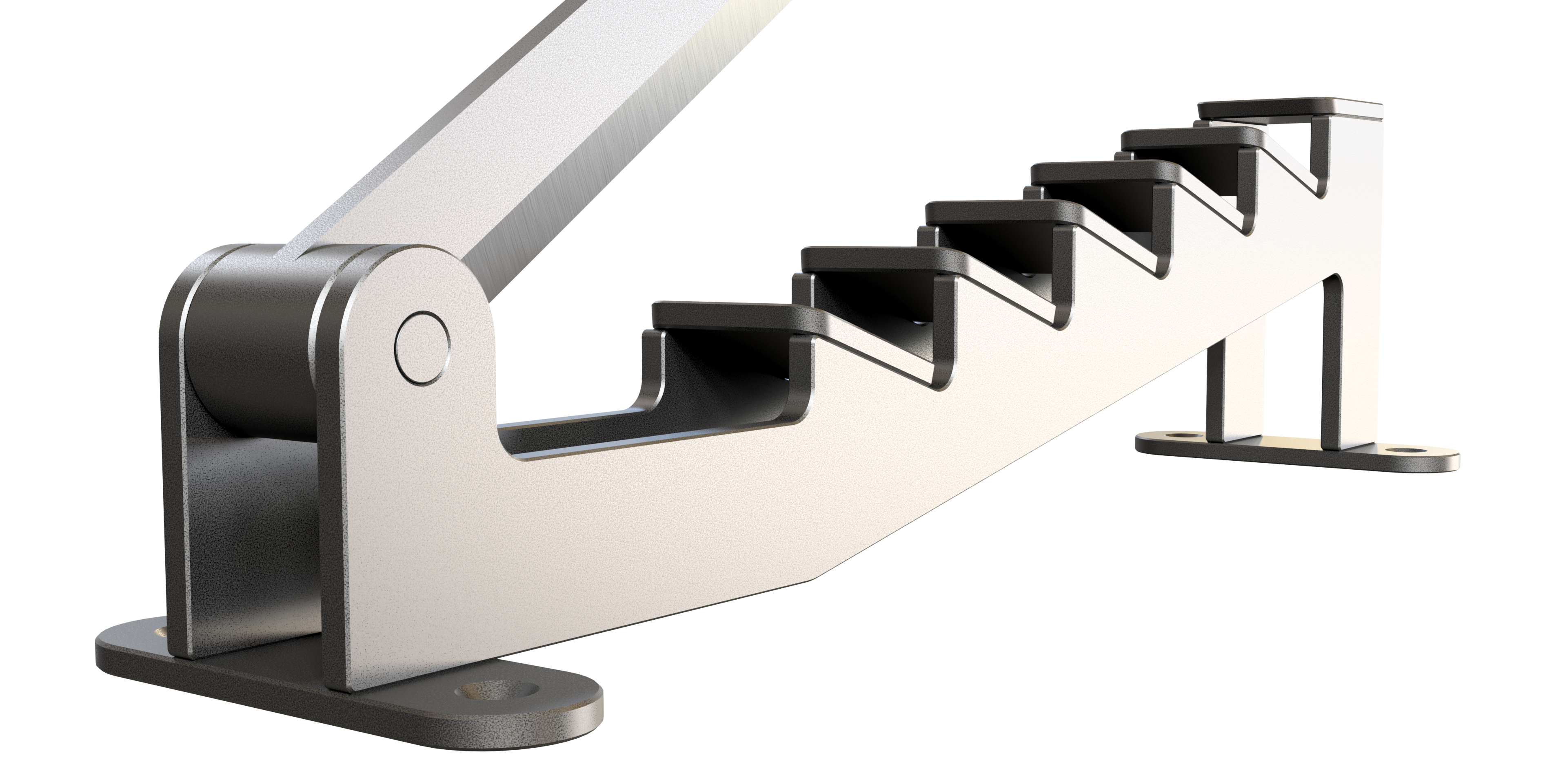 Saksforma verktøy med en del som ser ut som en kniv, og den andre med mothaker. Illustrasjon.