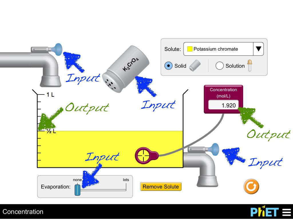 Inputs and Outputs in the "Concentration" simulator