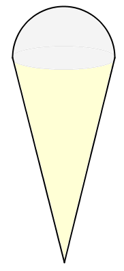 Kjegle med halvkule på toppen. Illustrasjon.