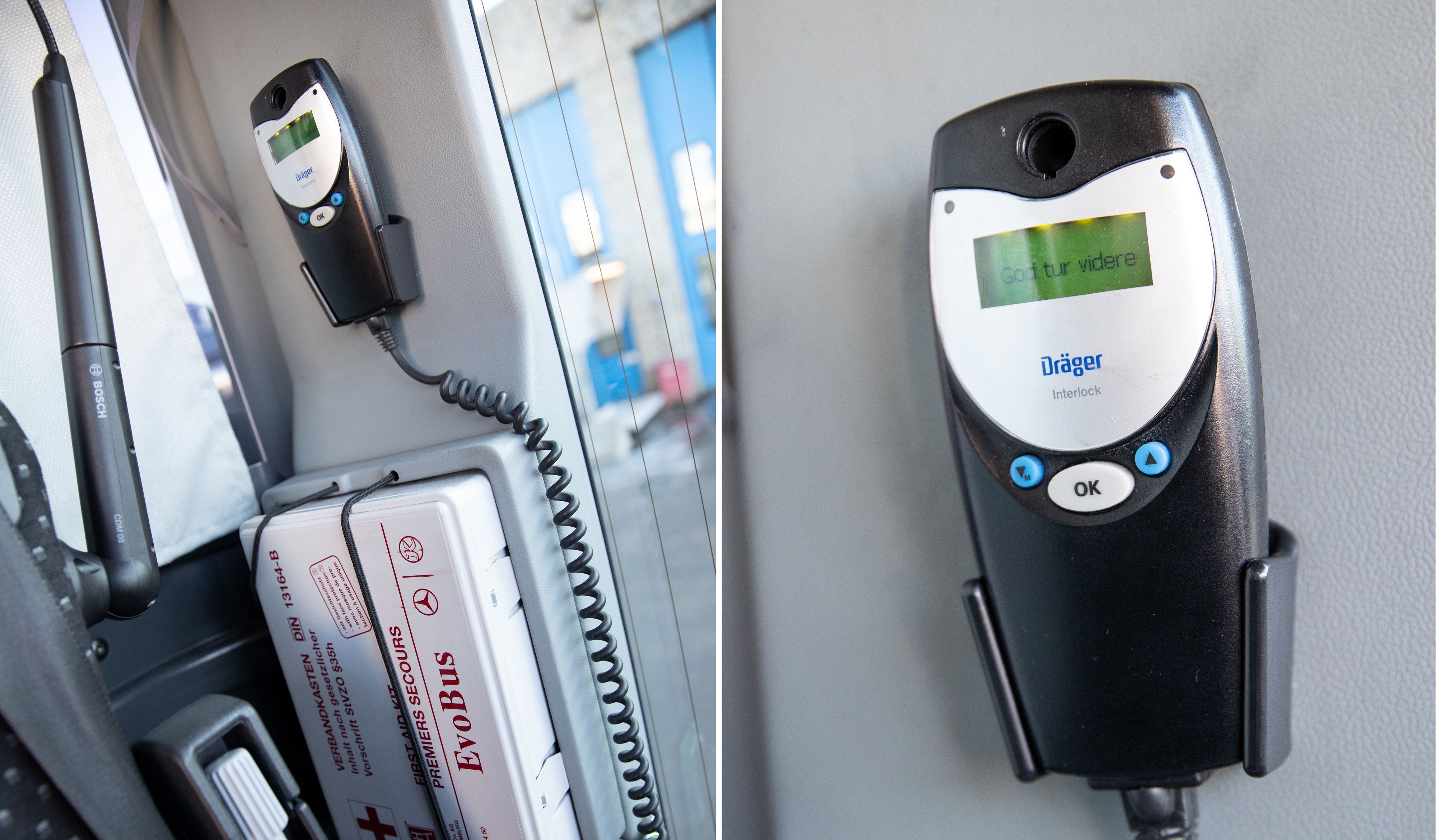 Bilde av en alkolås i en buss.