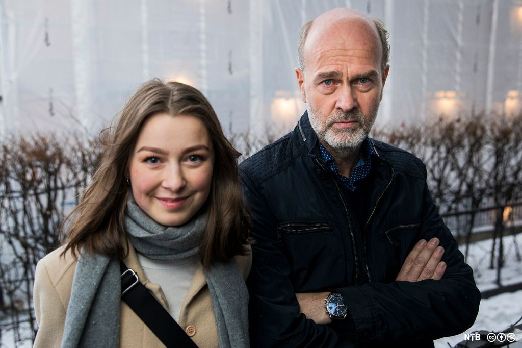 Skuespiller Andrea Berntzen og regissør Erik Poppe. Foto.
