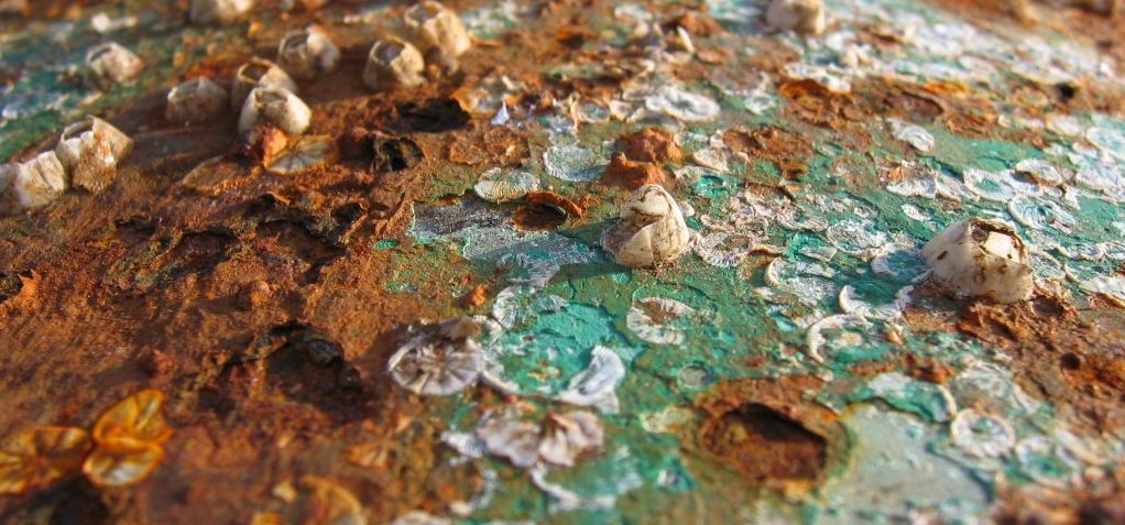 Rur og rust på ei overflate. Foto.