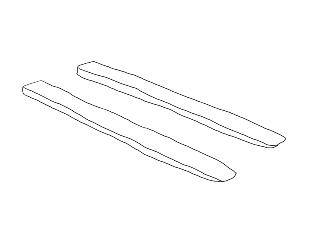 På tegningen ser vi to lange stenger som man trer inn på de ordinære gaflene på en truck slik at man utvider bruksområdet. Tegning.