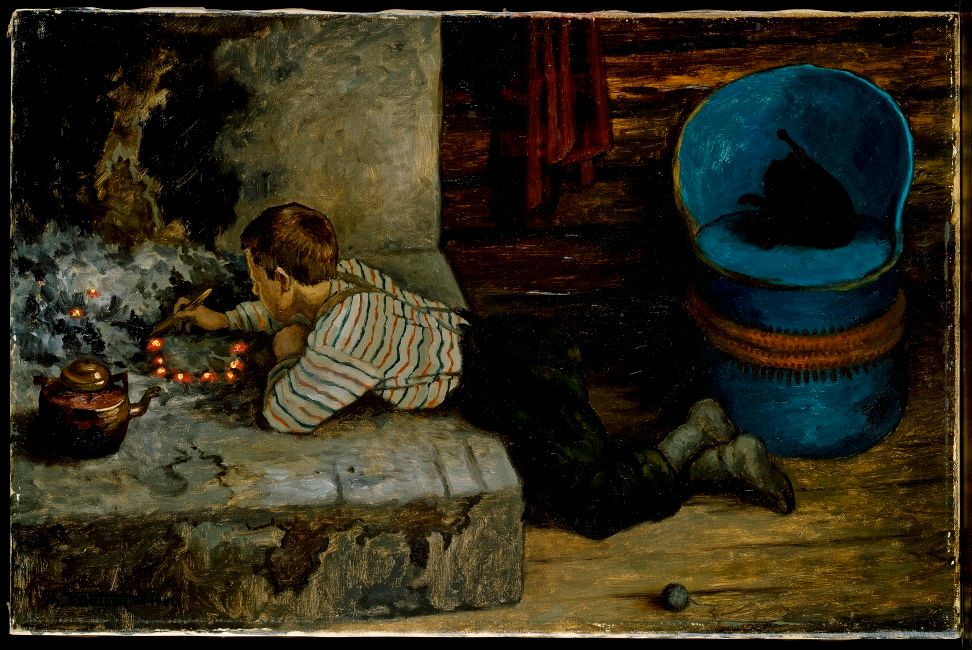 "Askeladden i grua" av Theodor Kittelsen. Maleri. 