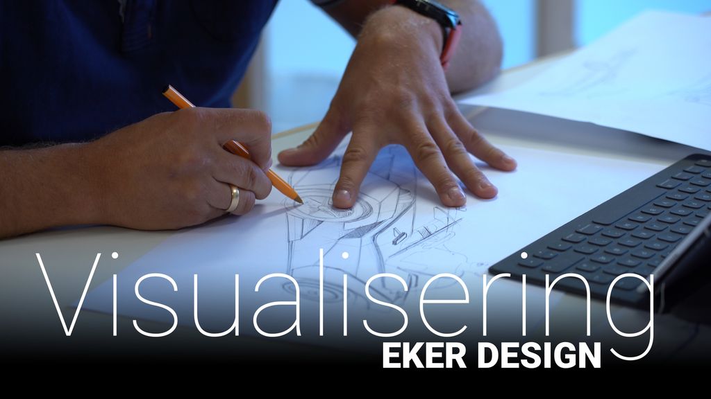 Handskisser for visualisering, Eker Design. Foto.