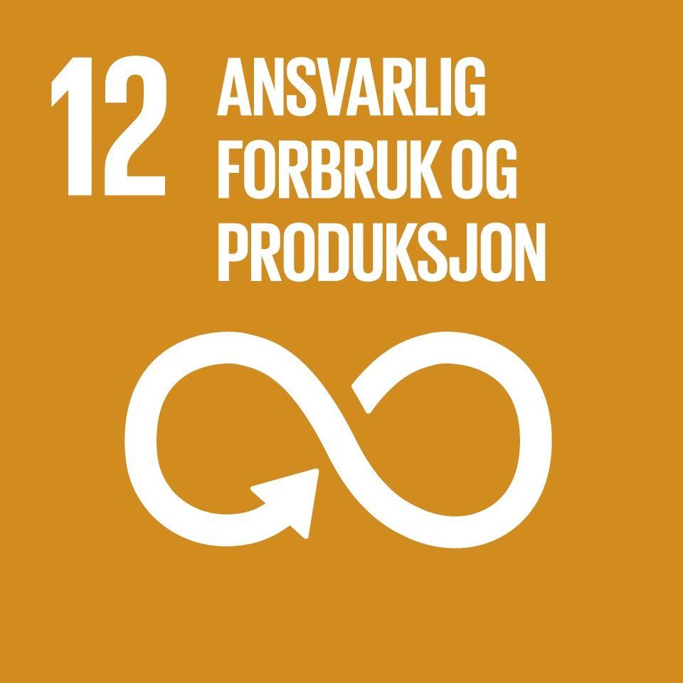 Ikon for ansvarlig forbruk og produksjon som er FNs bærekraftsmål nummer 12. Grafikk.