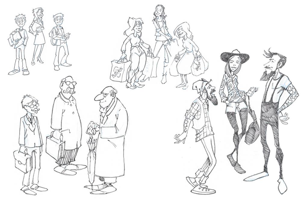 Fire ulike målgrupper. Illustrasjon.