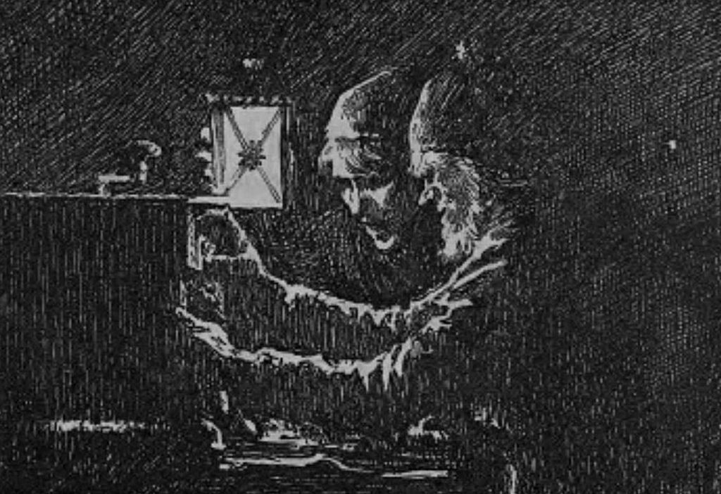 Mannen viser fram kverna til kjerringa