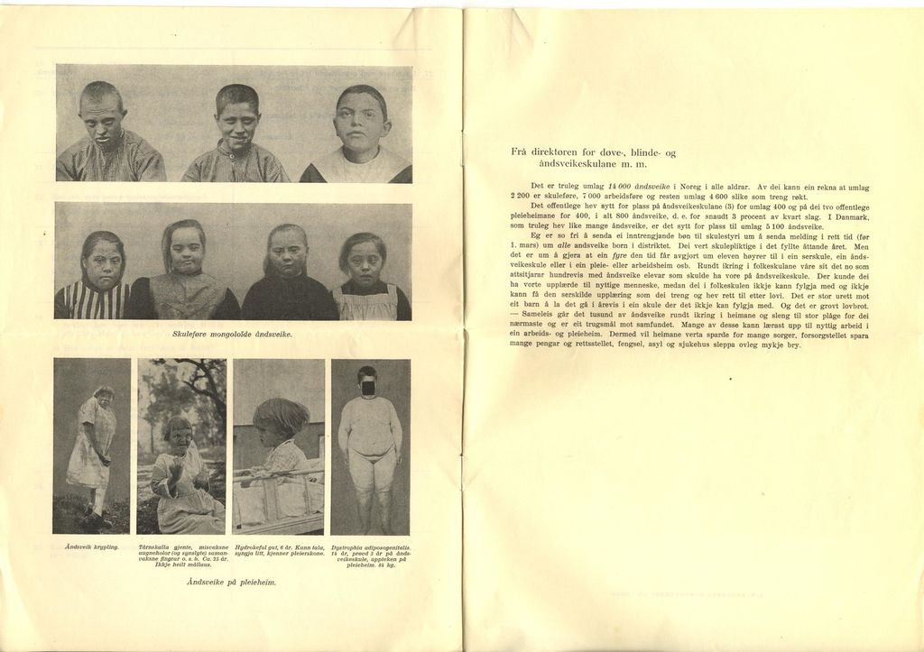 Melding om tilbakestående barn fra direktøren for døve-, blinde- og åndssvakeskolene. Foto av kilde.