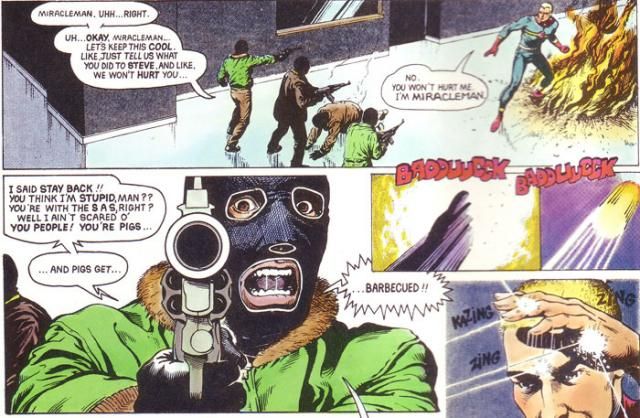 Miracleman tegneserieside. Illustrasjon.