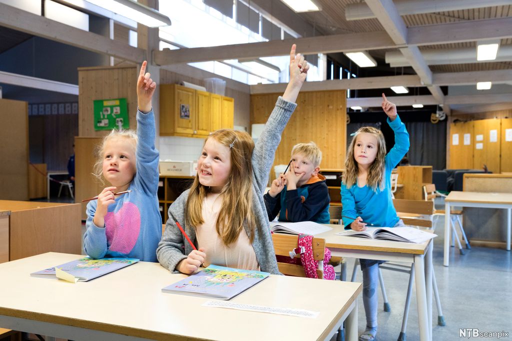 Elever i klassesituasjon på barneskole. Foto.