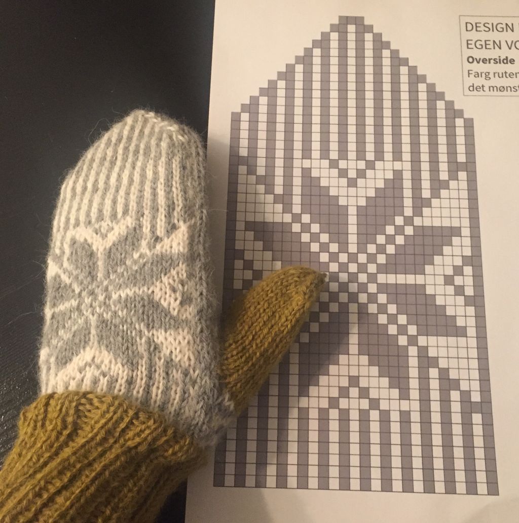 Strikkevott sammen med mønsterdiagram. Foto.