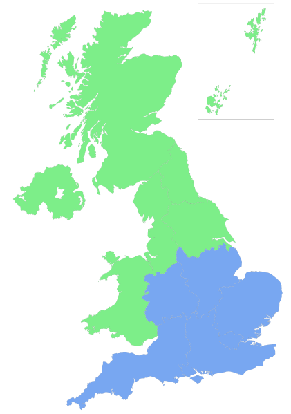 The North-South Divide. Note that the "border line" is much disputed and may vary in different presentations.