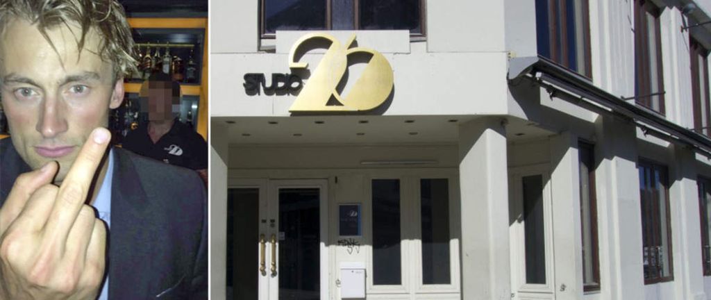 Kollasj av to bilder. Til venstre et bilde av Petter Northug som viser fingeren til kameraet. Til høyre er inngangen til en bygning. Det står "Studio 26" over døra. Fotokollasj.