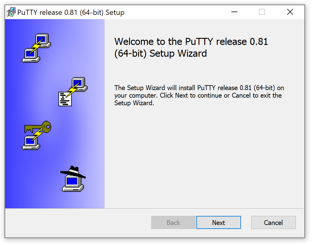 Installasjons-veileder for PuTTY. Skjermbilde 