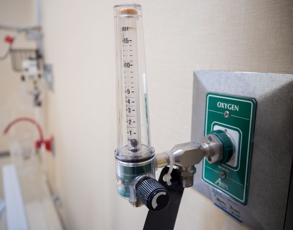 Oksygen på sjukehus. Foto.