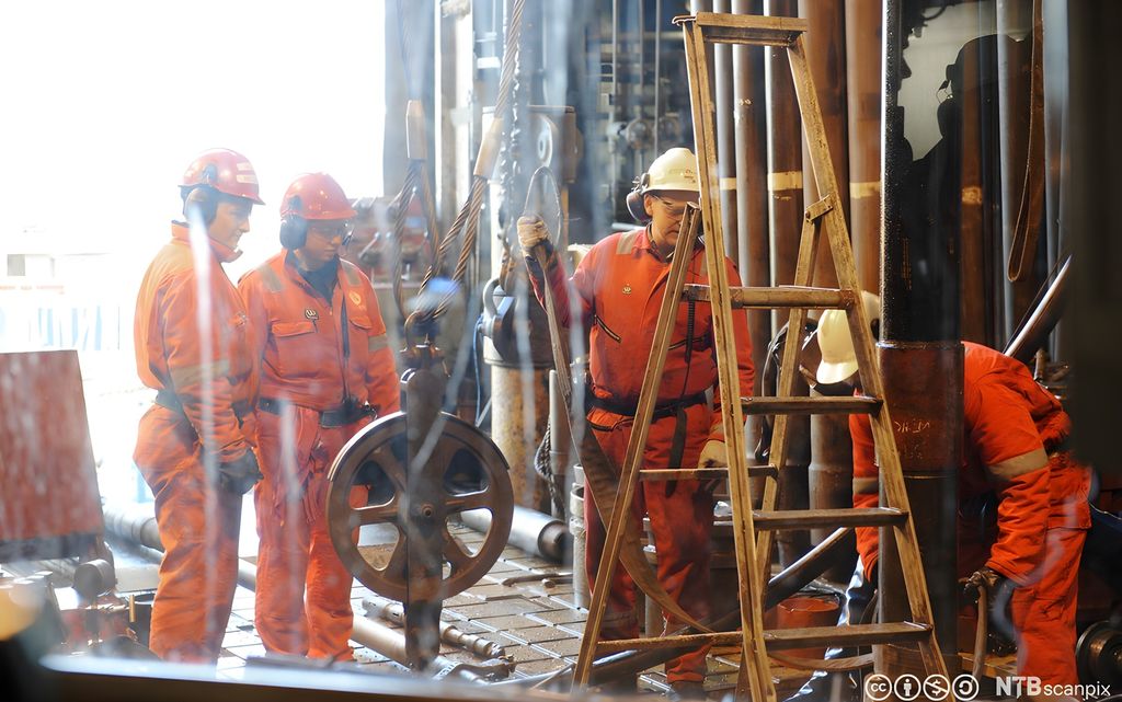 Boredekksarbeidere på Oseberg C-plattformen. Foto.