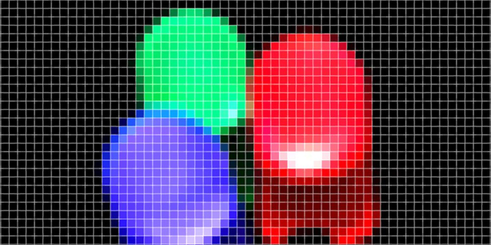 Rød, grønn og blå lysdiode. Grafikk.