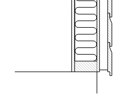Snitt av en trevegg. Tegning.