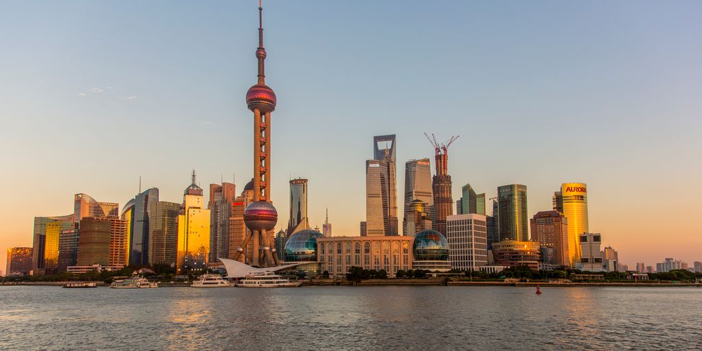 Pudong i Shanghai. Foto.