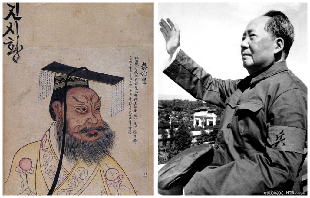 Qin Shi Huang og Mao Zedong. Kollasj.