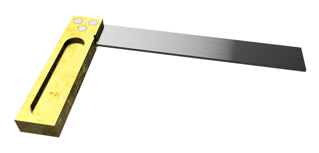 Et verktøy formet som en 90-graders vinkel. Illustrasjon.