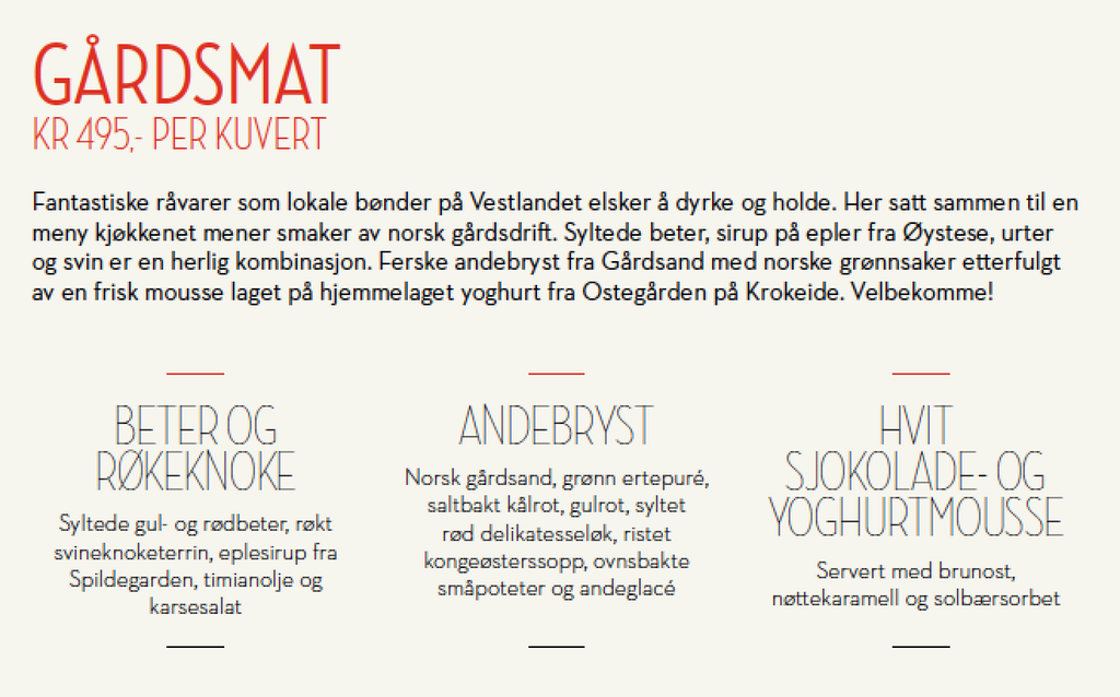 Bilde av menyen "Gårdsmat" fra Grand Terminus