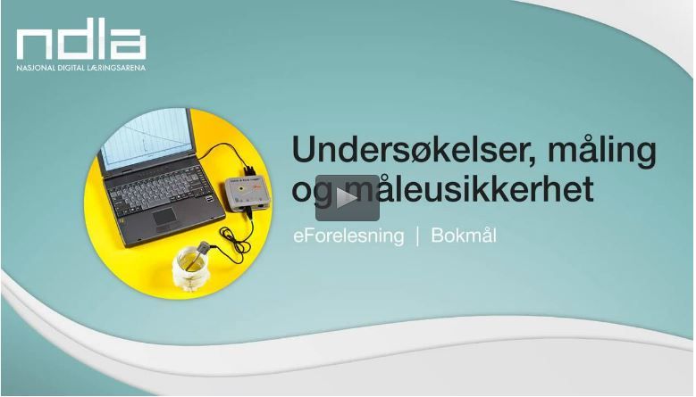 Oppstartsside av video om Undersøkelser, måling og måleusikkerhet. Skjermdump.