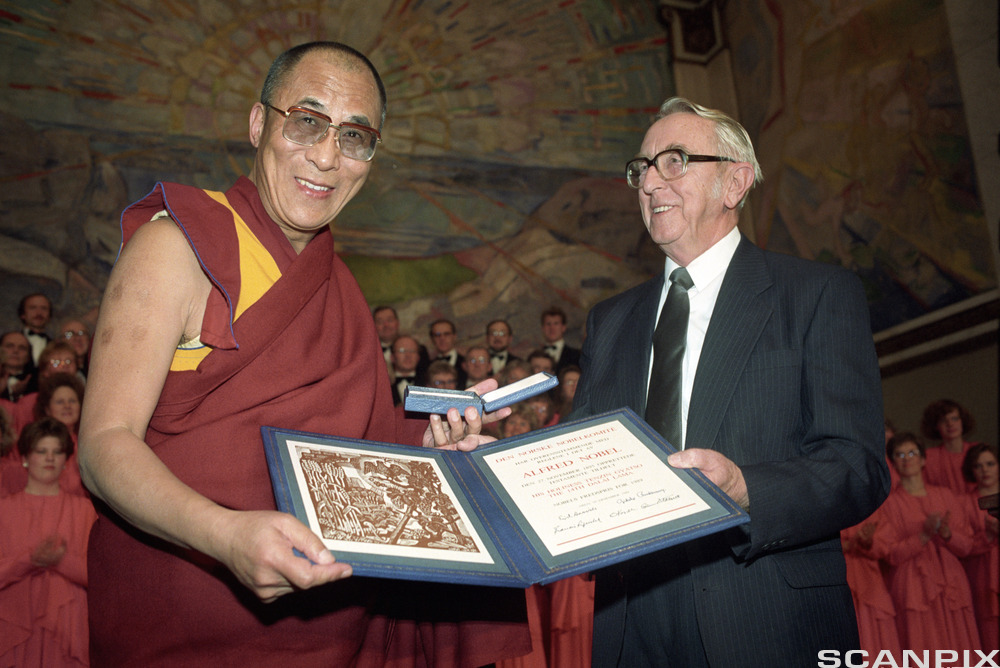 Dalai Lama, fredsprisvinner 1989. Foto.
