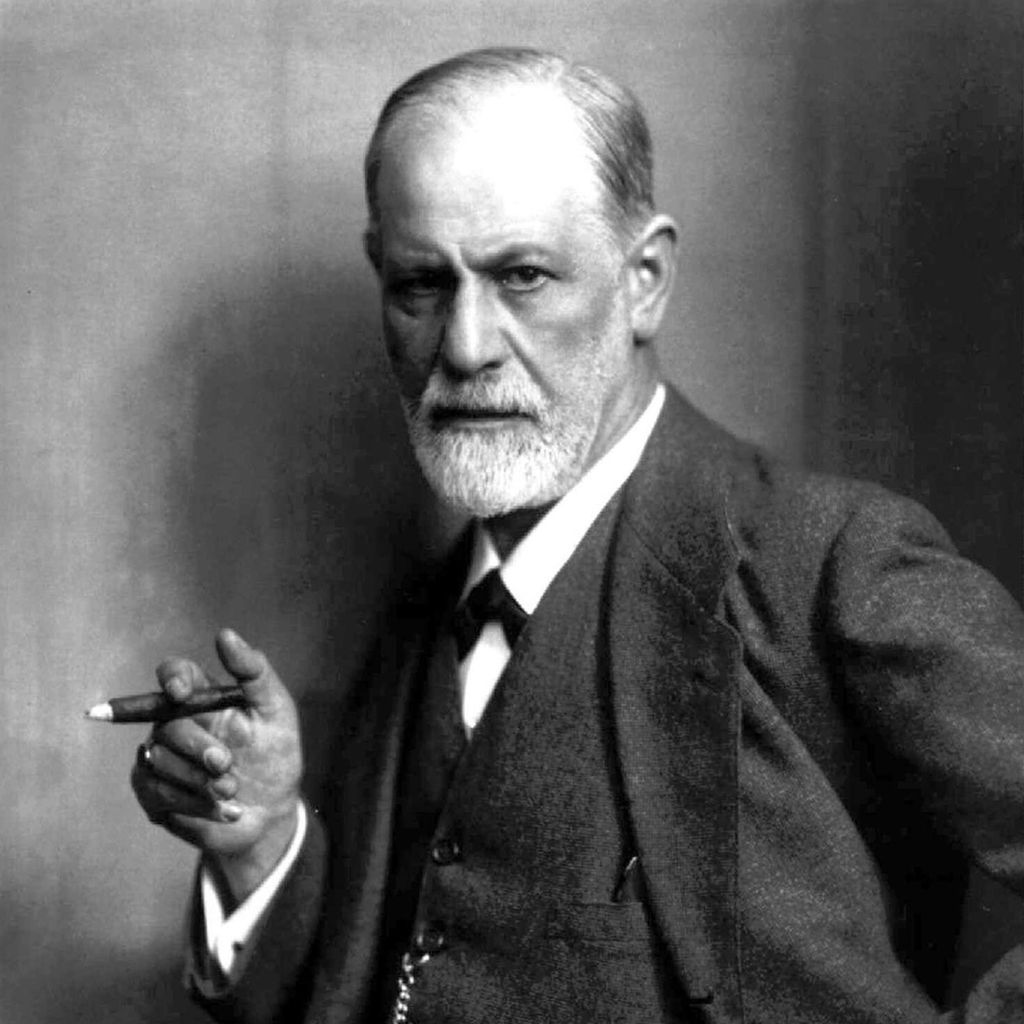 Et portrett av Sigmund Freud med sigar. Foto.
