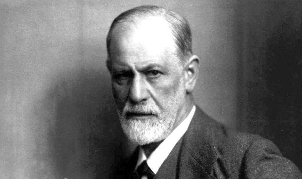 Portrett av Sigmund Freud. Svart/kvitt-foto.