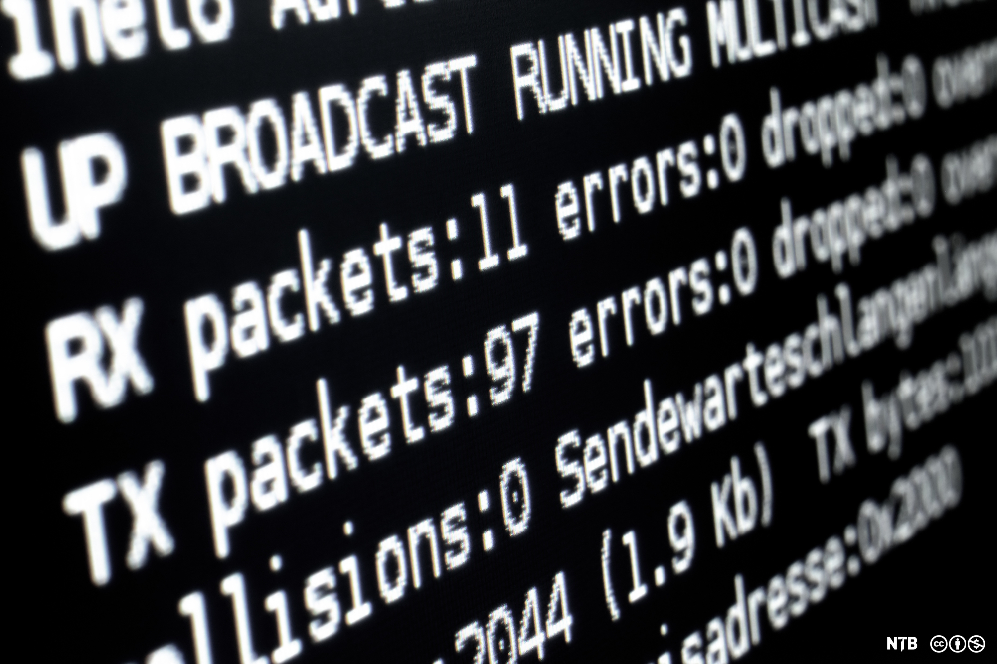 Skjerm med Linux-nettverksinformasjon. Foto.
