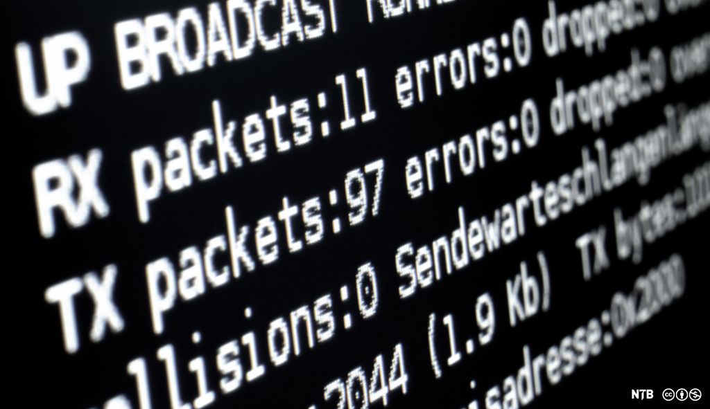 Skjerm med Linux-nettverksinformasjon. Foto.