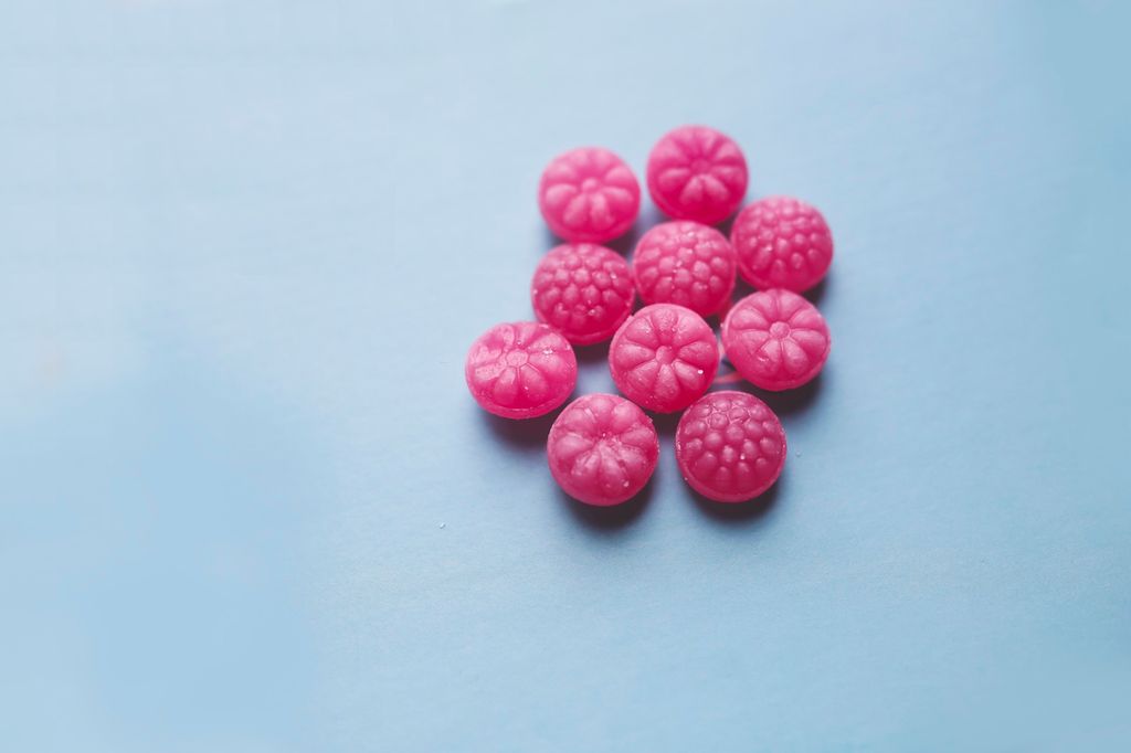 Bringebærdrops. Foto.